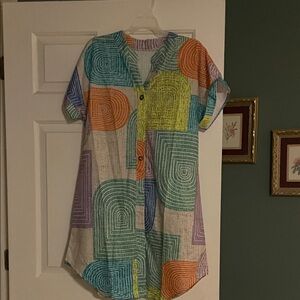 Colorful Geometric Button-Up Shirt
